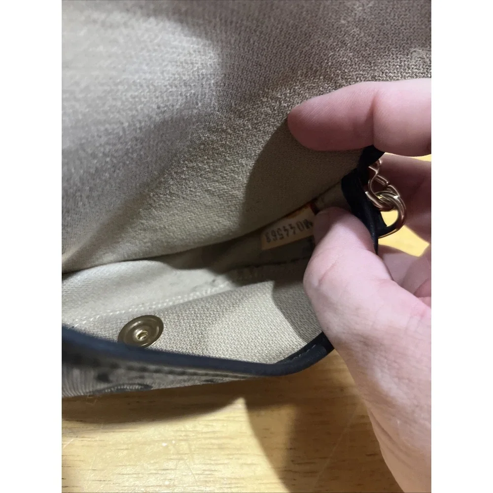Dooney & Bourke Logo Navy Blue Wristlet Canvas‎ with Leather Trim 6x3.5